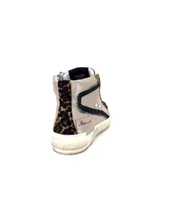 Méliné Meline Nkc320 Cuir Nacre Nude Daim Rouge Paillette Noir*Femme Baskets