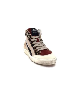 Méliné Meline Nkc320 Cuir Nacre Nude Daim Rouge Paillette Noir*Femme Baskets