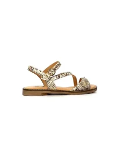 MKD Agate 2 Cuir Metal Or Marron*Femme Sandales