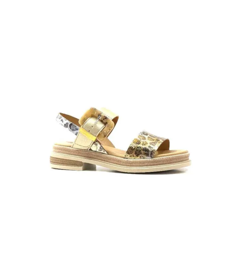 MKD Delice 1 Cuir Dore Leo*Femme Plateformes