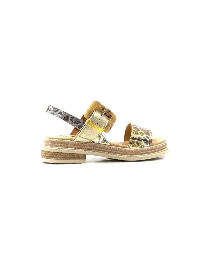 MKD Delice 1 Cuir Dore Leo*Femme Plateformes