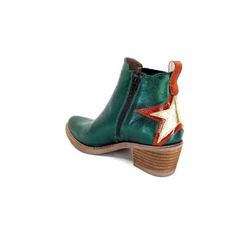 MKD Izac Cuir Metal Vert*Femme Santiags