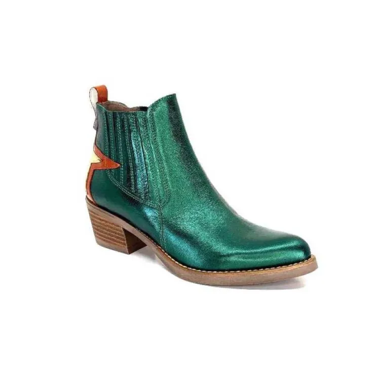 MKD Izac Cuir Metal Vert*Femme Santiags