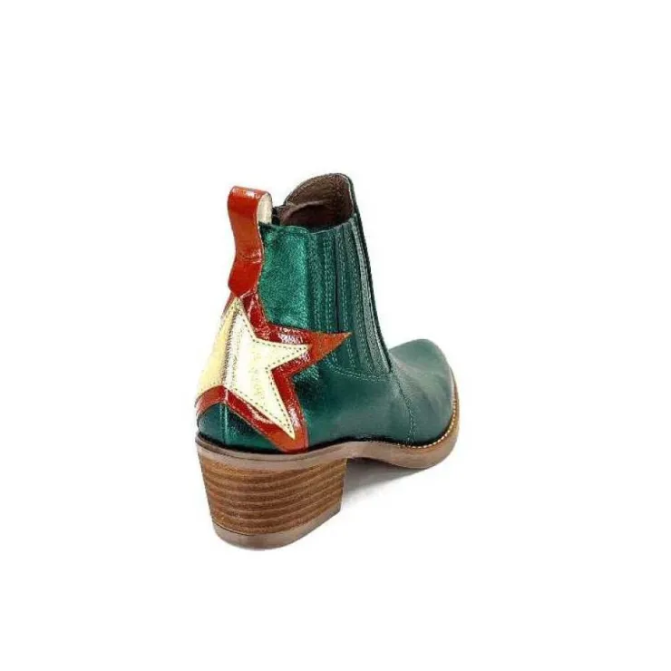 MKD Izac Cuir Metal Vert*Femme Santiags