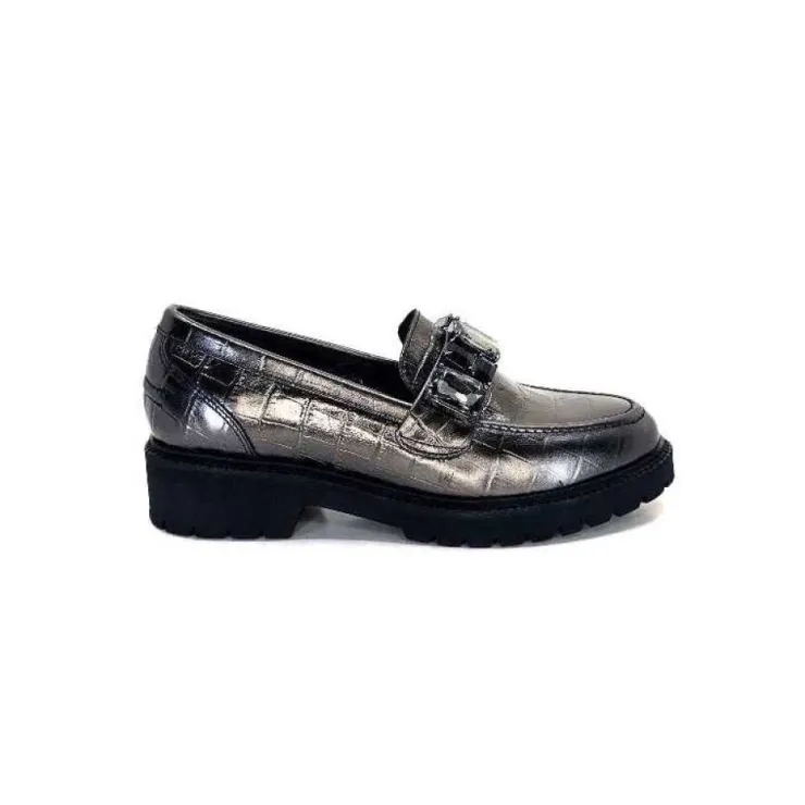 Myma 7023 Cuir Metal Anthracite*Femme Mocassins