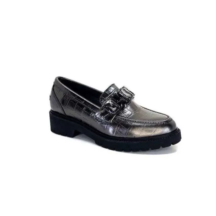 Myma 7023 Cuir Metal Anthracite*Femme Mocassins