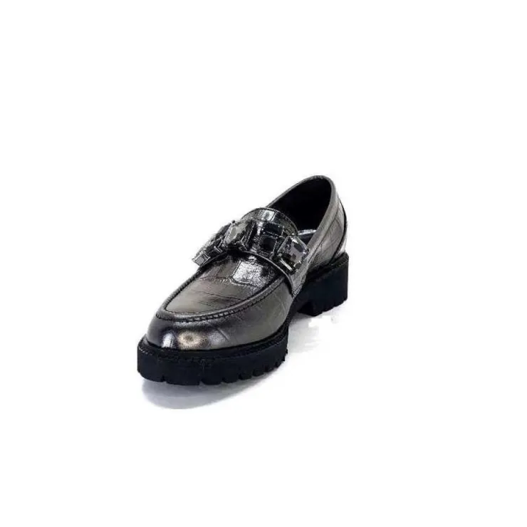 Myma 7023 Cuir Metal Anthracite*Femme Mocassins