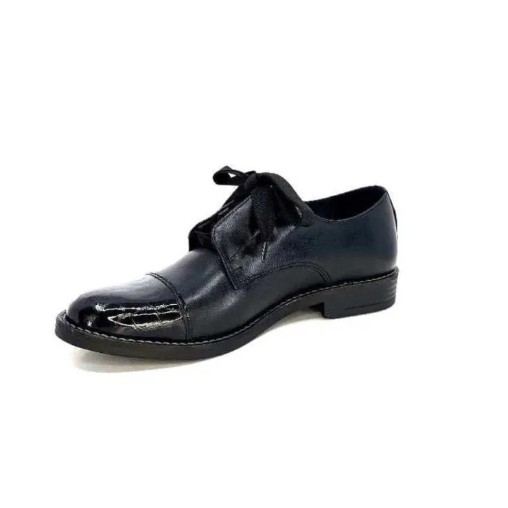 Myma 7008/01 Cuir Noir Vernis Noir*Femme Lacets