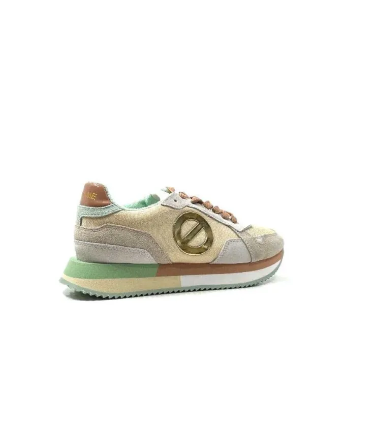 No Name Mia Jogger Daim Textile Beige Pastel Vert*Femme Baskets