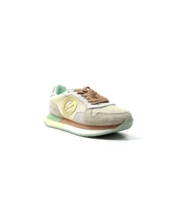 No Name Mia Jogger Daim Textile Beige Pastel Vert*Femme Baskets