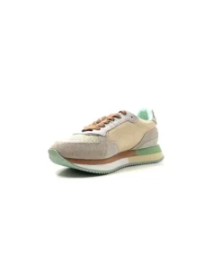No Name Mia Jogger Daim Textile Beige Pastel Vert*Femme Baskets