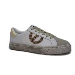No Name Strike Side Cuir Blanc Or*Femme Baskets