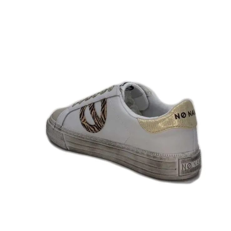 No Name Strike Side Cuir Blanc Or*Femme Baskets