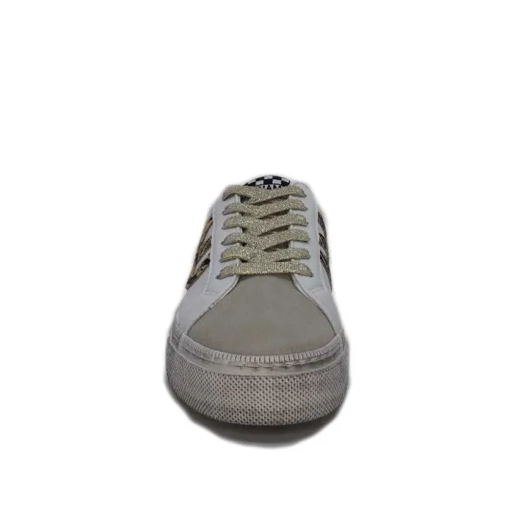 No Name Strike Side Cuir Blanc Or*Femme Baskets