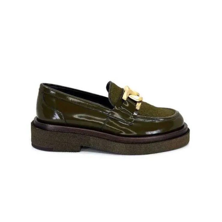 Pertini 32420 D4 Cuir Glace Kaki*Femme Mocassins