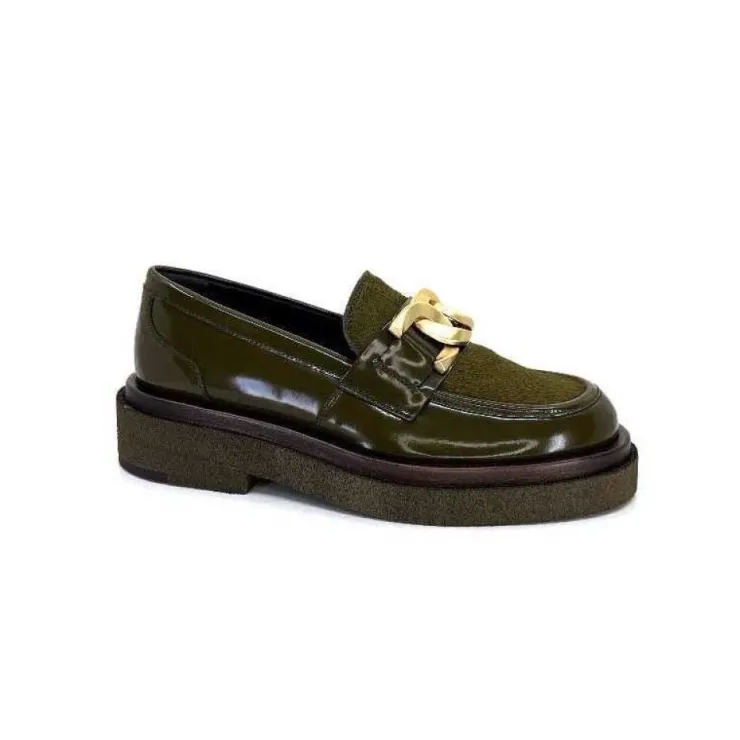 Pertini 32420 D4 Cuir Glace Kaki*Femme Mocassins