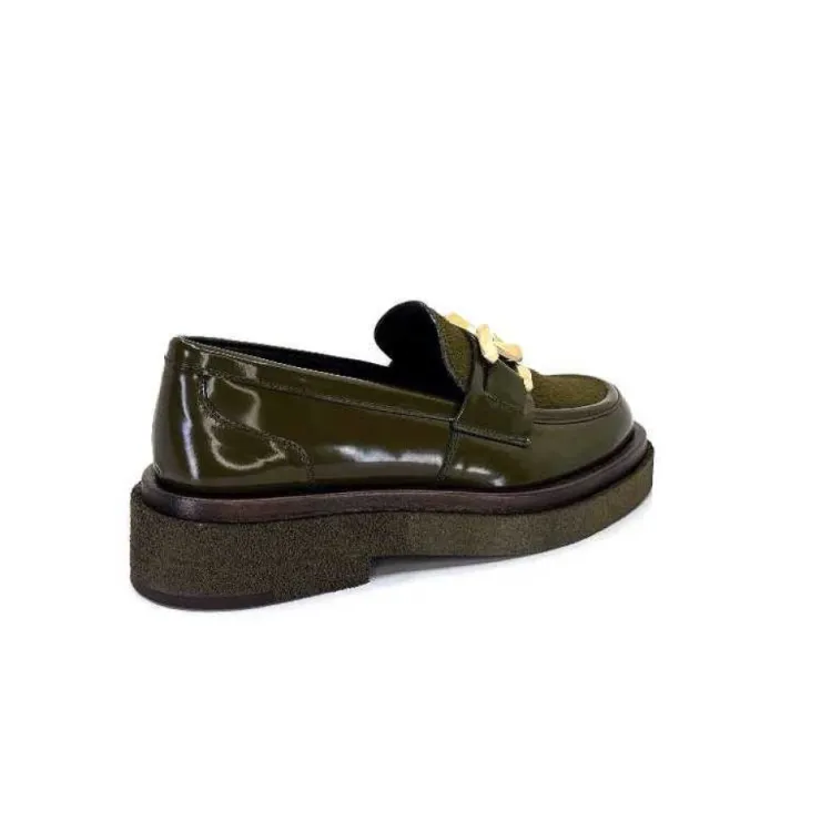 Pertini 32420 D4 Cuir Glace Kaki*Femme Mocassins