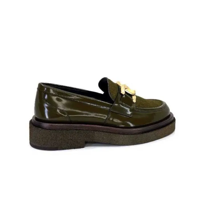 Pertini 32420 D4 Cuir Glace Kaki*Femme Mocassins