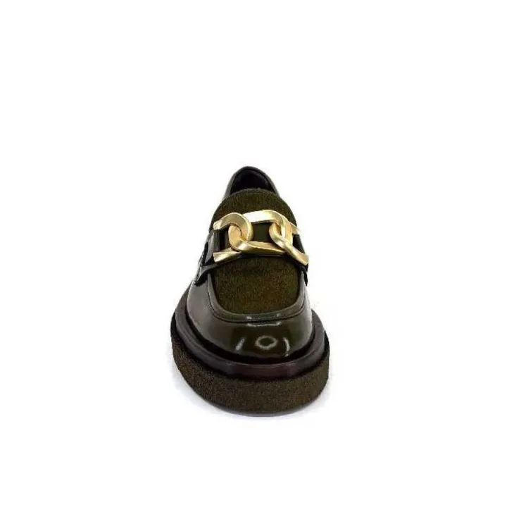 Pertini 32420 D4 Cuir Glace Kaki*Femme Mocassins