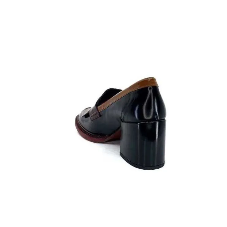 Pertini 32321 D4 Cuir Glace Noir Bordeaux*Femme Mocassins