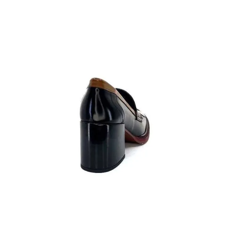 Pertini 32321 D4 Cuir Glace Noir Bordeaux*Femme Mocassins