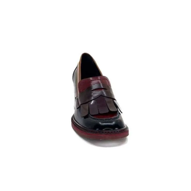 Pertini 32321 D4 Cuir Glace Noir Bordeaux*Femme Mocassins