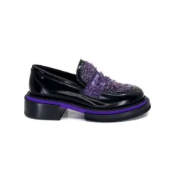 Pertini 32416 D7 Cuir Noir Violet*Femme Mocassins