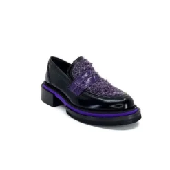 Pertini 32416 D7 Cuir Noir Violet*Femme Mocassins