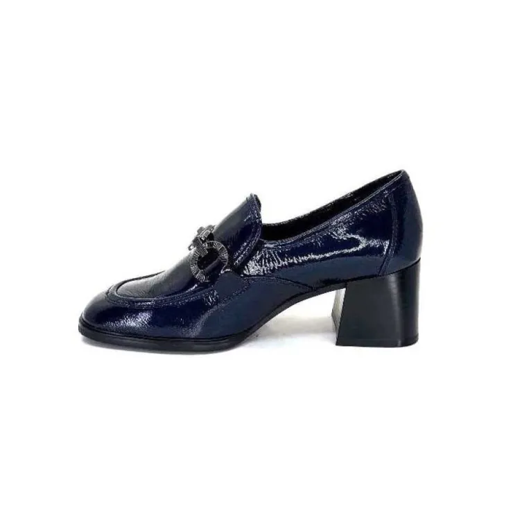 Regarde Le Ciel Vanessa 02 Cuir Vernis Bleu Marine*Femme Mocassins