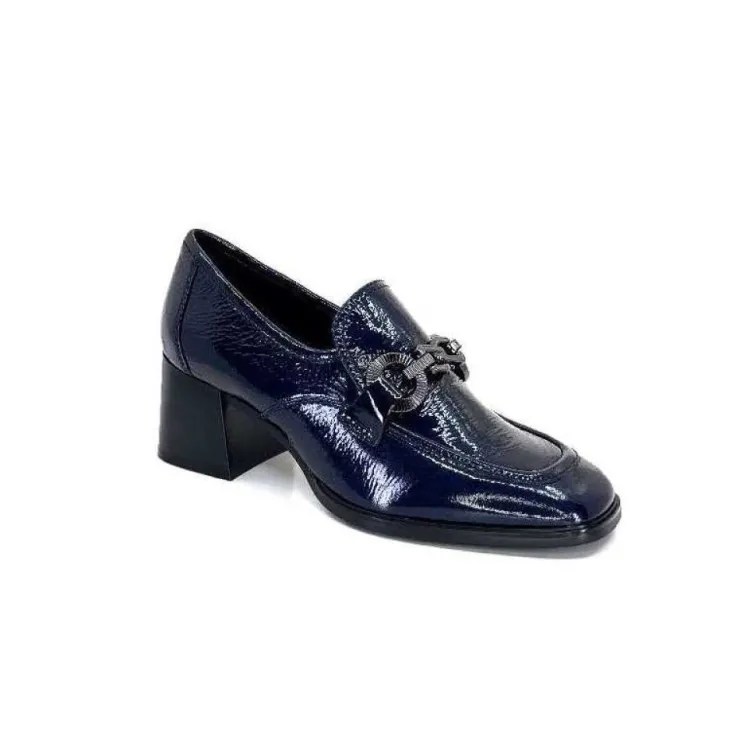 Regarde Le Ciel Vanessa 02 Cuir Vernis Bleu Marine*Femme Mocassins