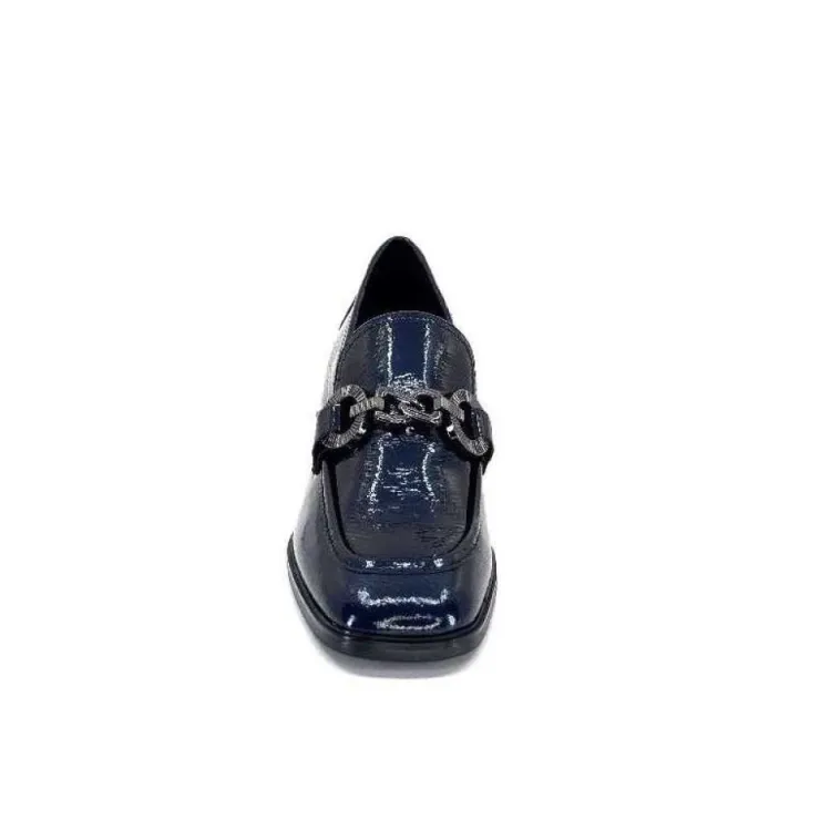 Regarde Le Ciel Vanessa 02 Cuir Vernis Bleu Marine*Femme Mocassins