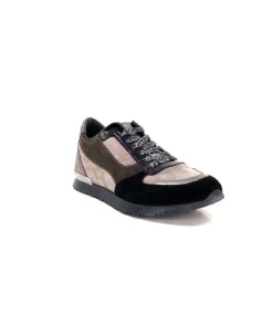 Requin Reqins Electra Mix Daim Noir, Gris Cuir Acier & Cuir Vernis Noir*Femme Baskets