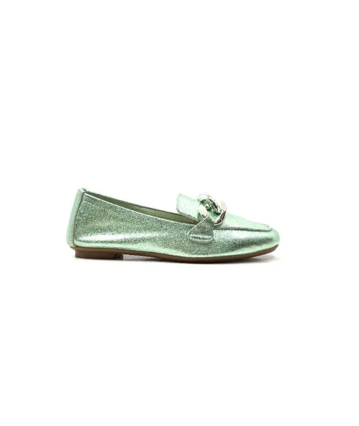 Requin Reqins Hartega Cuir Vert D'Eau*Femme Mocassins