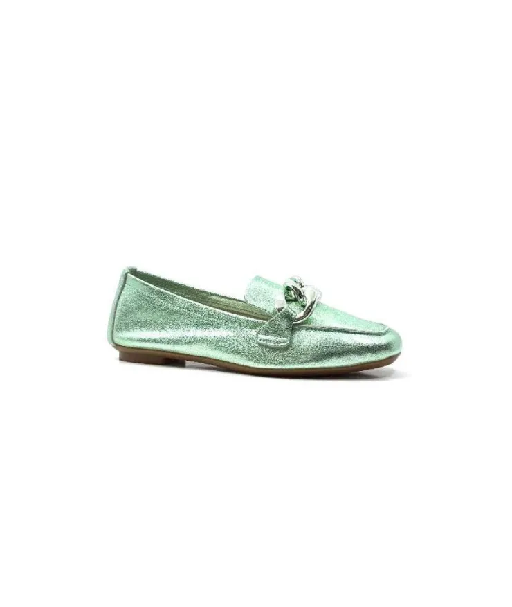 Requin Reqins Hartega Cuir Vert D'Eau*Femme Mocassins