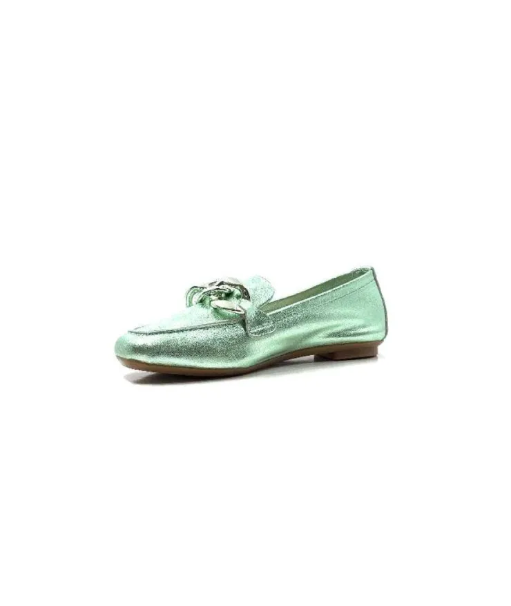 Requin Reqins Hartega Cuir Vert D'Eau*Femme Mocassins