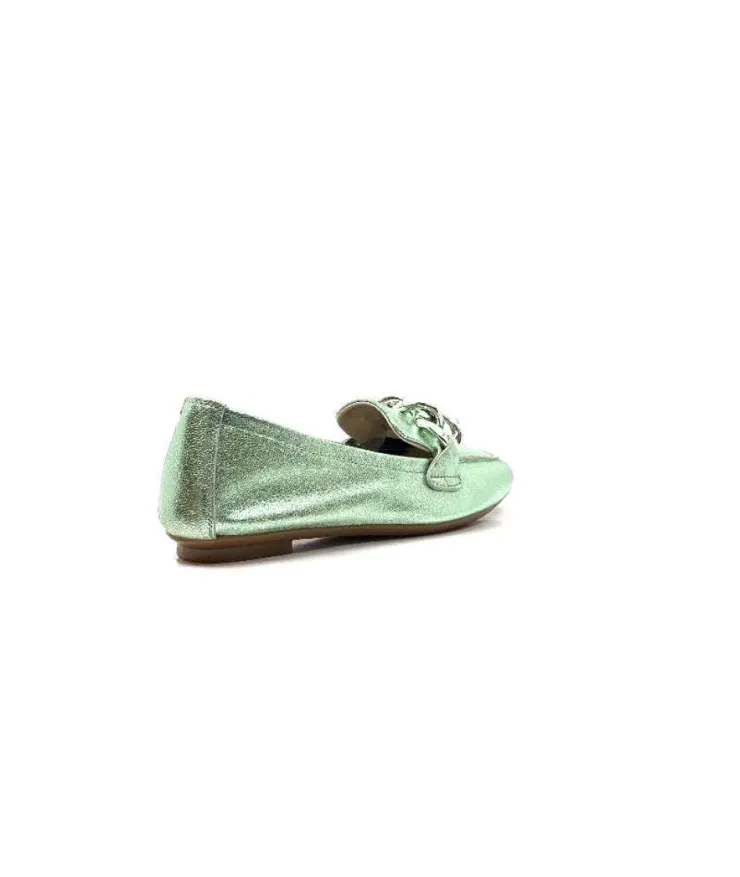 Requin Reqins Hartega Cuir Vert D'Eau*Femme Mocassins