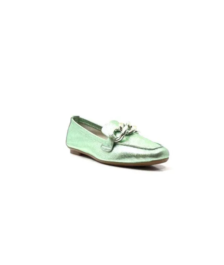 Requin Reqins Hartega Cuir Vert D'Eau*Femme Mocassins