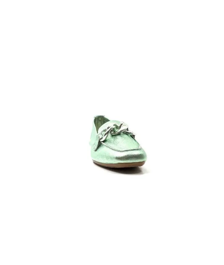 Requin Reqins Hartega Cuir Vert D'Eau*Femme Mocassins