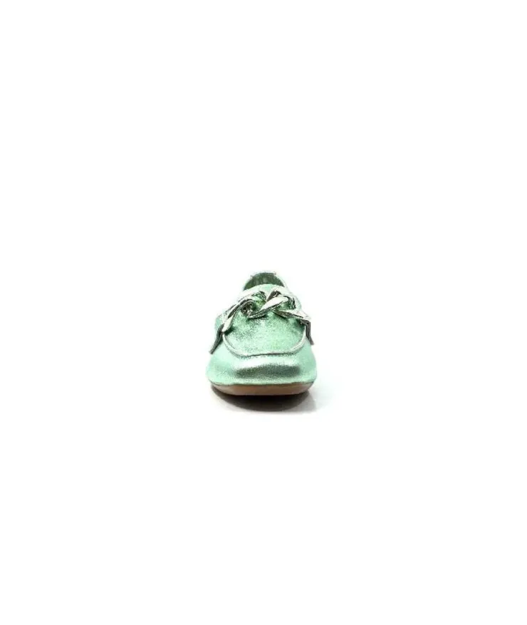 Requin Reqins Hartega Cuir Vert D'Eau*Femme Mocassins