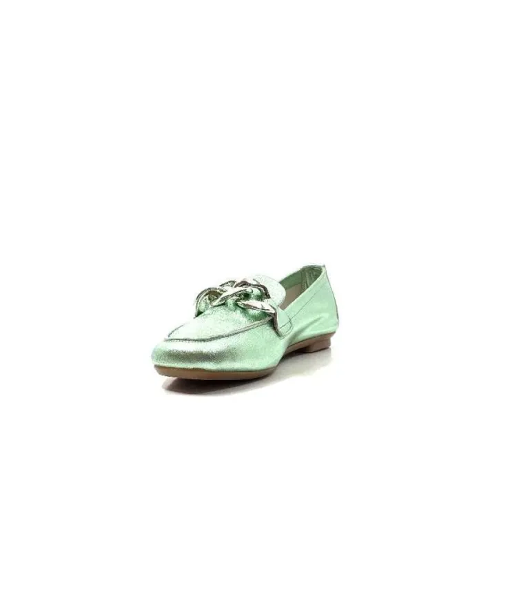 Requin Reqins Hartega Cuir Vert D'Eau*Femme Mocassins