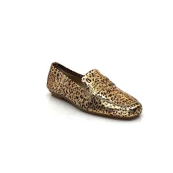 Requin Reqins Hema Cuir Gold Leopard*Femme Mocassins