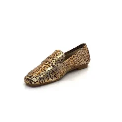 Requin Reqins Hema Cuir Gold Leopard*Femme Mocassins