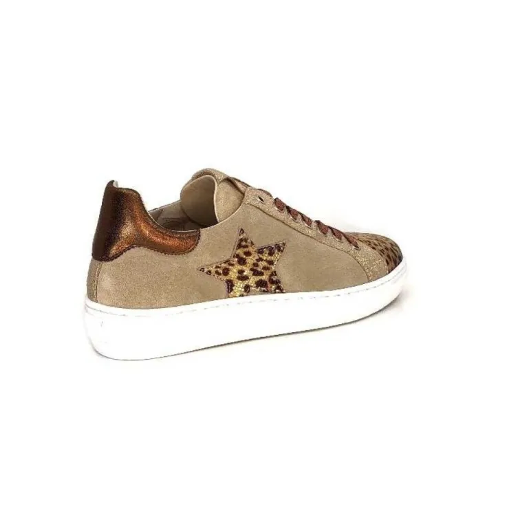 Requin Reqins Sun Stella Mix Cuir Daim Beige*Femme Baskets