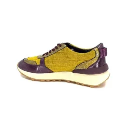 Requin Reqins Urania Mix Cuir Violet Textile Moutarde*Femme Baskets