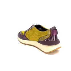 Requin Reqins Urania Mix Cuir Violet Textile Moutarde*Femme Baskets