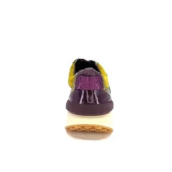 Requin Reqins Urania Mix Cuir Violet Textile Moutarde*Femme Baskets