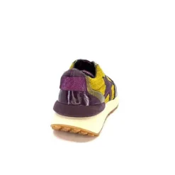 Requin Reqins Urania Mix Cuir Violet Textile Moutarde*Femme Baskets