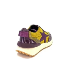 Requin Reqins Urania Mix Cuir Violet Textile Moutarde*Femme Baskets