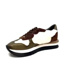 Requin Reqins Urielle Cuir Marron Textile Ecru*Femme Baskets