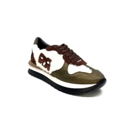 Requin Reqins Urielle Cuir Marron Textile Ecru*Femme Baskets